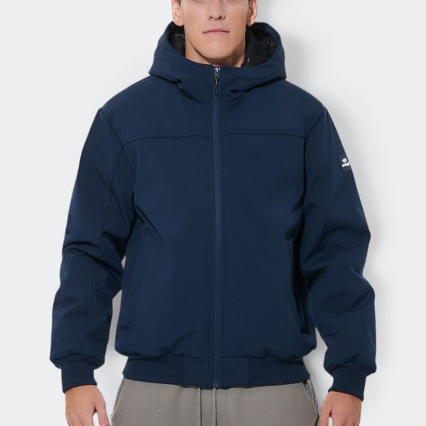 Body Action Men's Hooded Bomber Jacket 073623-01-Blue